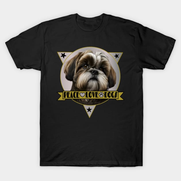 Shih Tzu Peace Love Dogs T-Shirt by AtkissonDesign